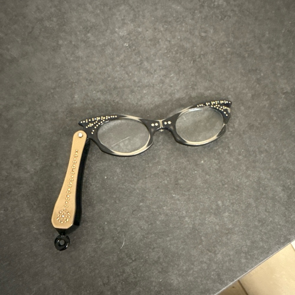 Vintage Black and Gold Cat-Eye Glasses rhinestone reading glasses